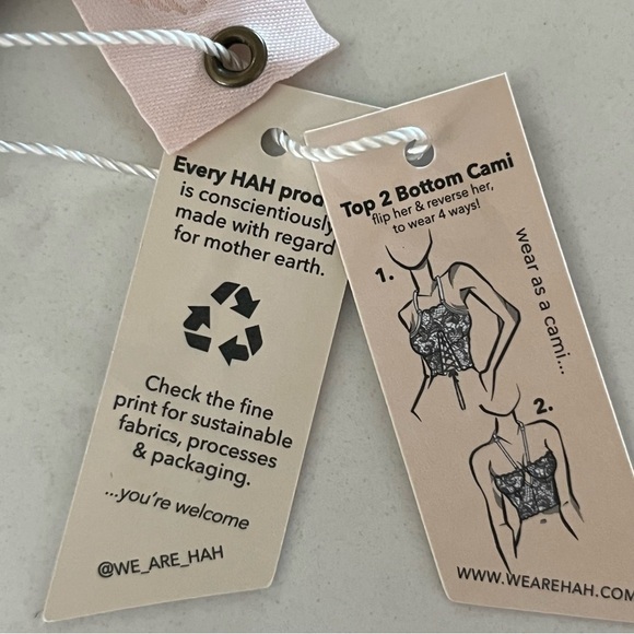 NWT We Are HAH Top 2 Bottom Black Lace Convertible Cami XS - Picture 7 of 13